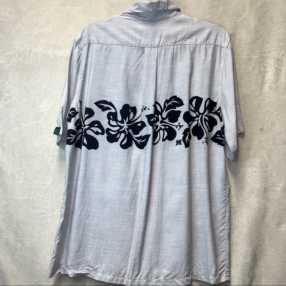 Kulanui Hawaiian shirt mens medium University Of Hawaii Gray Floral Hibiscus - Picture 5 of 6
